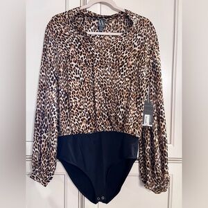 Worthington Animal Print  Bodysuit Blouse